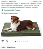 Lesure Waterproof Dog Bed for Medium Dogs