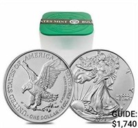 2023 AMERICAN SILVER EAGLE 20 COIN BU ROLL