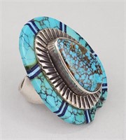 Sterling Silver & Turquoise Richard Bagay Ring.