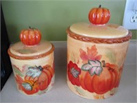 2 Pumpkin Canisters Taller is 9" T