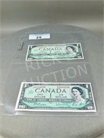 2 - 1967 Canadian doller bills