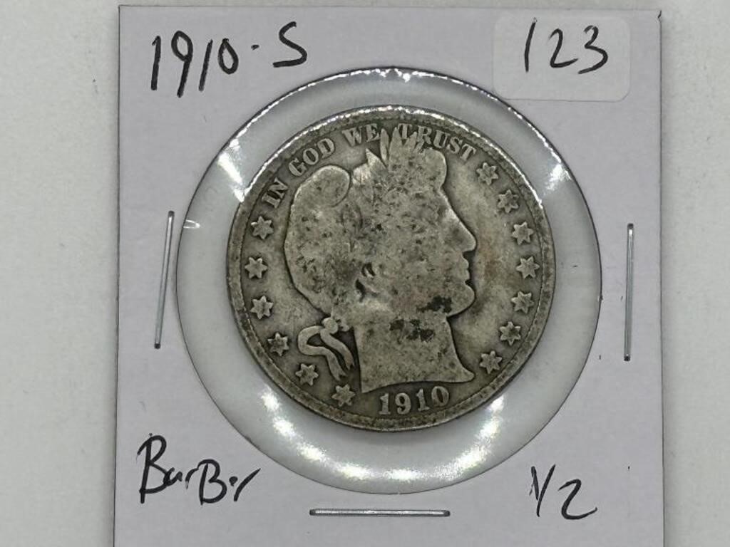 1910 S Barber Silver Half Dollar