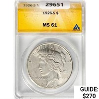 1926-S Silver Peace Dollar ANACS MS61