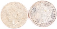 Coin 1921-D Morgan & 1922-D Peace Silver Dollars