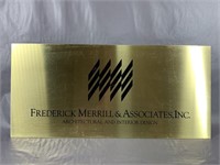 A Lg Metal Frederick Merrill Sign, 10.5”Hx22.5"W