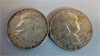 2 Ben Franklin Half Dollars 1949 & 1954