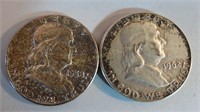2 Franklin Half Dollars1958 & 1962
