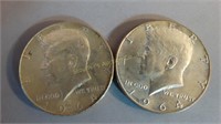 2-1964 Kennedy Half Dollars