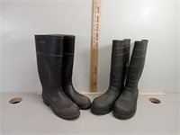 Rubber boots, 2 pair, size 9 and 11.