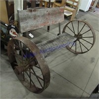 Wagon wheel bench, 60" wide