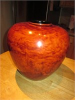 Simulated Burlwood Lacquered Vase - 12" Tall