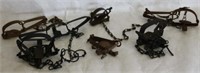 COLLECTION OF 7 IRON ANIMAL TRAPS,