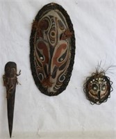 LOT OF 3 CARVED AND PAINTED NEW GUINEA