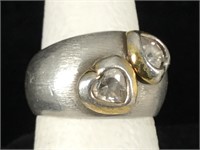 Sterling Ring with hearts sz 6