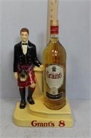 Grants #8 scotch whisky display with sealed bottle
