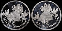 (2) 1 OZ .999 SILVER 2024 ANNIVERSARY BELL ROUNDS