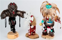 Lot of 3 Native American Indian Kachinas Signed