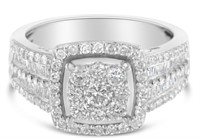 10k Wgold 1.00ct Diamond Square Cluster Ring