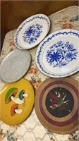Large decorative plates, blue white enamel plate,