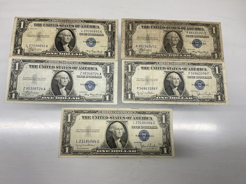 5-Blue Seal $1 Silver Certificates