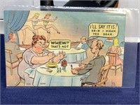 20 century comedic, funny postcard posted