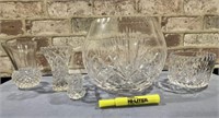 (5 PCS) CLEAR GLASS VASES, BOWLS, TOOTHPICK