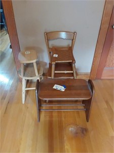 Chair, 3 Stools  & Magazine Table