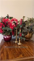 Brass candlesticks, brass planter, Briggs Weaver
