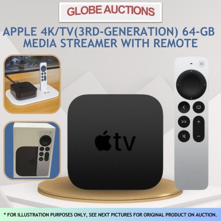 LOOKS NEW APPLE 4K/TV(GEN-3)MEDIA STREAMER+REMOTE