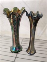2 PC UNMARKED FENTON CARNICAL VASES