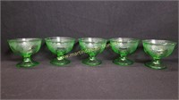 5) Vintage Vaseline Glass Sherbet