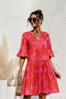 Sz XL QINCAO Women Dresses Summer Dress V-Neck