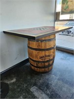 Checkboard Tabletop w/ Whiskey Barrel