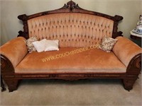 Victorian Tufted Settee on Casters
