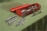 Metal Tool Box W/ Sockets & Wrenches