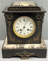 A. Stowell & Co. Iron & Marble Mantle Clock