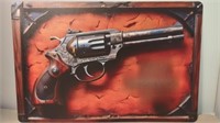 NEW METAL SIGN, cool revolver. Large approx 12
