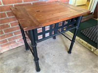 Wood Top Side Table with Metal Base
