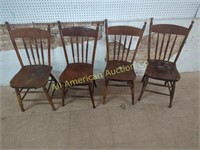 SET OF 4 ANTIQUE PRESSED BACK COUNTRY CHAIRS