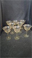West Virginia Glass Etched Yellow Champagne