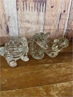 3 Vintage Crystal Glass Animals