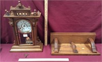Beautiful Ornate Antique Mantle Clock With Shelf