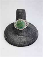 Sterling Turquoise Ring 12 Grams Size 9 (Adjus)