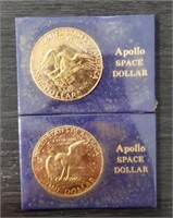 (2) Gold Plated Apollo Eisenhower Dollars