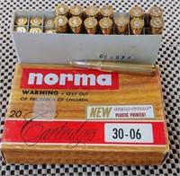 14 ROUNDS 30-06 NORMA - 180 GRAIN AMMO + BRASS