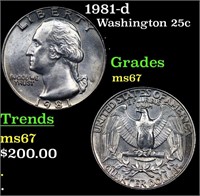 1981-d Washington Quarter 25c Grades GEM++ Unc