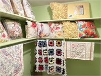 14 Accent Pillows, Crocheted Throw, Twin Quilt