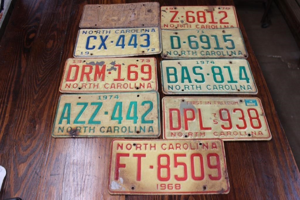 Lot of 9 Vintage License Plates