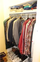 CONTENTS OF BEDROOM CLOSETW/ MENS CLOTHING SHOES