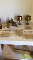 Brass Dolphins, Goblets, Chinese Symbols
